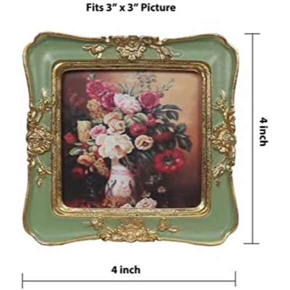 Vintage Picture 3x3 Luxury Antique Photo Frames With Golden Embossed Flower - Picture 3 of 7